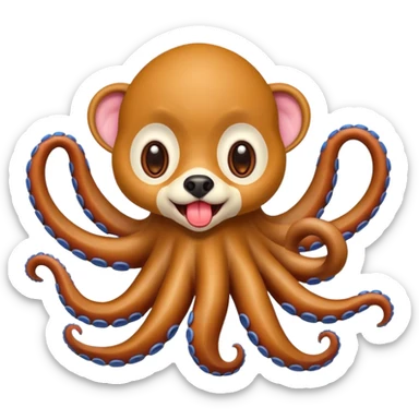 Dog with an octopus on his back with monkeys all of their tongues out with big eyes sticker