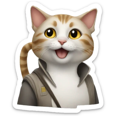 cat at a star wars party sticker