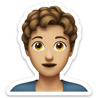 Woman with short brown hair making a face like what are you talking abou sticker