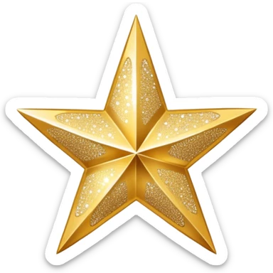 a large sparkle star where each point has a different pattern or texture, varied patterns on single sparkle sticker