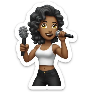 female muscular singer holding mic  sticker