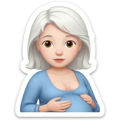 pregnant white woman with white hair sticker