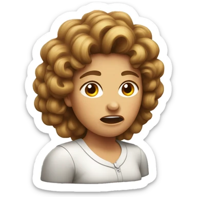 head of a mother with curly brown hear shouting and very angr sticker
