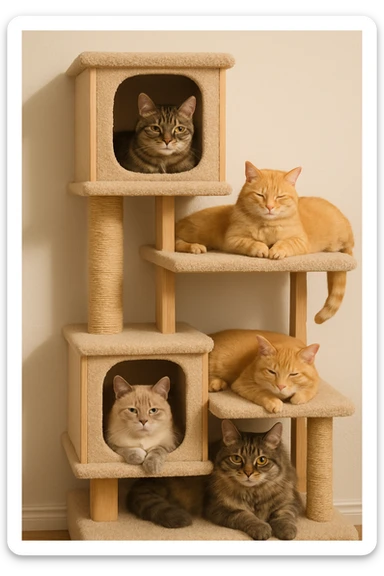 cats relaxing in a vertical playhouse sticker