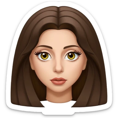 Lady Gaga with hazel eyes, long brunette hair sticker