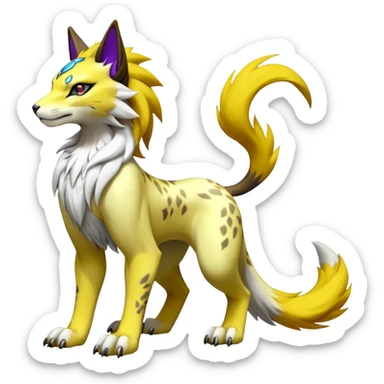Shiny Elemental Exotic Renamon-Raikou-Liepard-Persian-Pokémon-Fakémon-hybrid-creature (full body) sticker