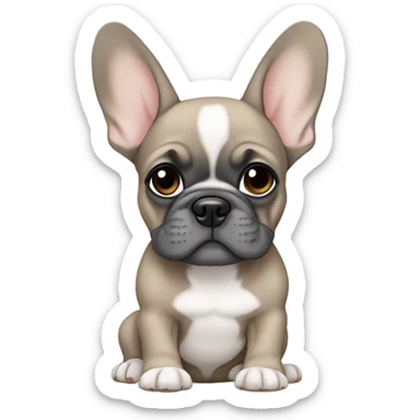 Grey & Tan French Bulldog puppy with grey eyes sticker