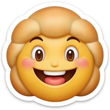 Emoji is pretend that is eating and his mouth is full with a food and in his jigs also and he looks so much fun sticker