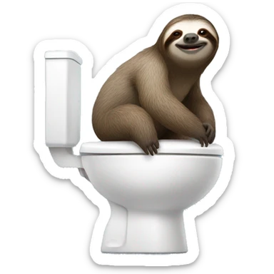 Sloth sitting on toilet with the toilet seat up sticker