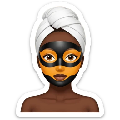 Lady with black face mask spa beauty full face relaxing sticker