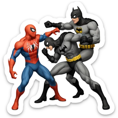 Spider-Man and Batman fighting bane and venom sticker