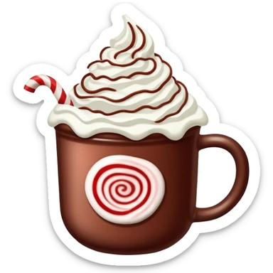 Peppermint hot cocoa with whipped cream and crushed peppermint candy on top sticker