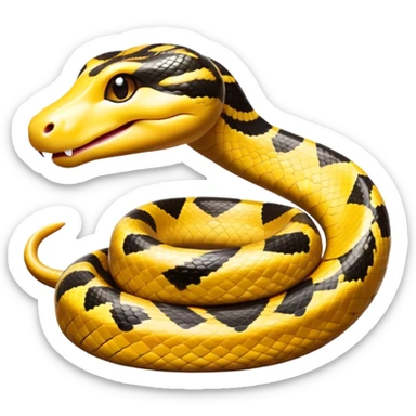 cinematic-cute-anaconda-portrait-emoji,-head-tilted-playfully-and-inquisitively,-with-a-sleek,-shimmering-body-adorned-with-detailed-scale-sriped patterns-and-round,-sparkling-eyes-full-of-wonder,-simplified-yet-irresistibly-adorable-features sticker