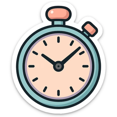 sports stopwatch, icon-color-outlined style, vector look with shadows and highlights, analog face, detailed shading, thin clean outlines, soft rounded features, pastel palette #98B5BC #B5B3C1 #C9A3C9 #E4C0CA #F7DCD1 #F7C0AA, Japanese pop art, sticker look, highly detailed sticker