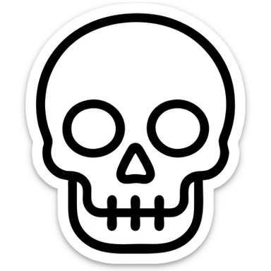 Outlined skull icon with white fill inside, clean lines, transparent background, focus on neat and precise line work. sticker
