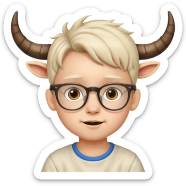child with goat horn and eyeglasses sticker