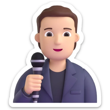Vavinews Man, professional news reporter with microphone sticker