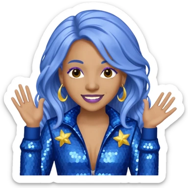Spice, Dancehall Singer with long periwinkle hair, blue sequin outfit sticker