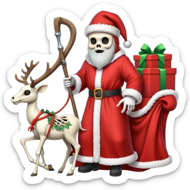 the Grim reaper dressed as Santa.... What gifts would be in his Sleigh.... What would his Sleigh likely look like.... Would the reindeer be skeletons, or ordinary reindeer sticker