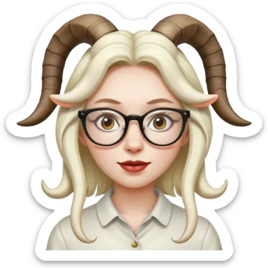 woman with goat horn and eyeglasses sticker