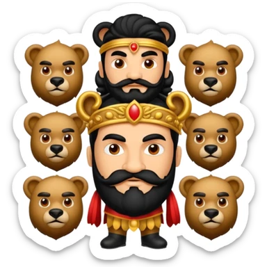 Ravana sura with bear and mustach young beautiful and terror with ten heads sticker