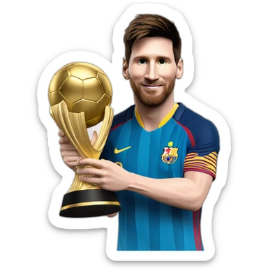 Lionel Messi com o troféu da copa do mundo sticker