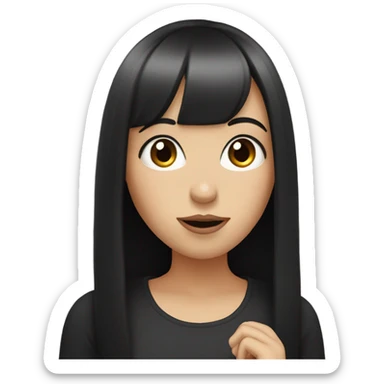 White girl with straight black hair and bangs blowing a kiss  sticker