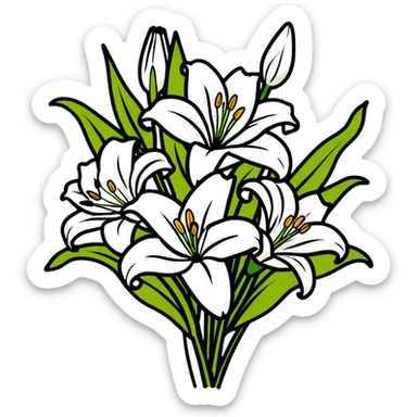 beautiful arrangement of white lily flowers in a bouquet sticker