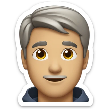 A middle-aged young man with short brown hair, brown eyes, and a slight chin sticker