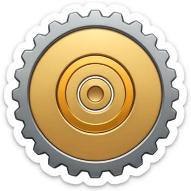 settings gear icon for site navigation. just one gear. no happy face, just grey, 6 notches sticker