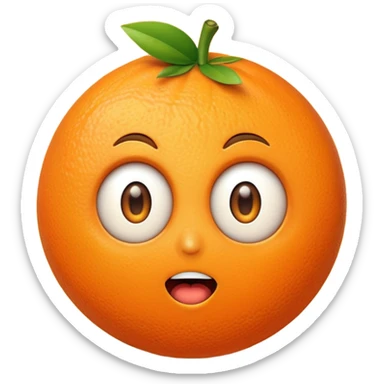 Orange with suprised face sticker