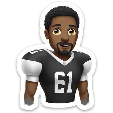 black man with goatee in football jersey sticker
