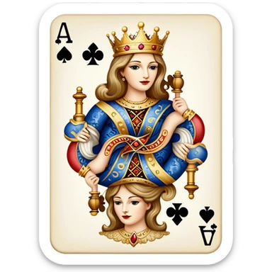 queen of clubs playing card sticker