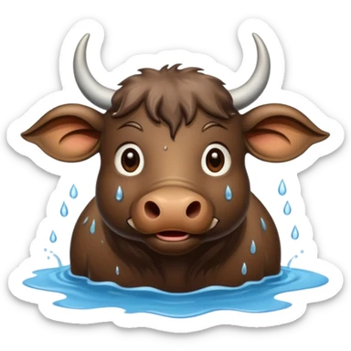 A funny water buffalo in the water  sticker