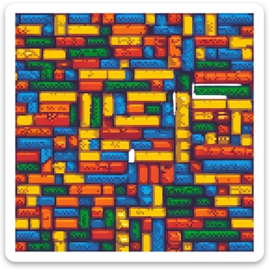 colorful LEGO brick, isometric sticker