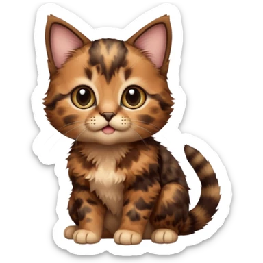 A high-resolution photo-realistic digital illustration of a brown tortoiseshell kitten, chest upward sticker