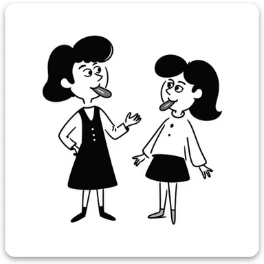 woman with two heads sticking out their tongues sticker