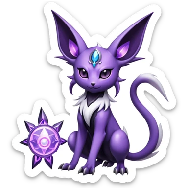 Shiny Exotic Badass Mystical Mysterious Gothic Espeon-Absol-Pokémon-Fakémon-hybrid-creature (full body) sticker