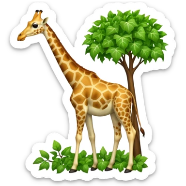 giraffe eating leaves from a tree sticker