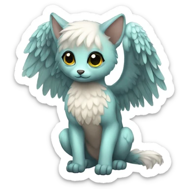 Anthro shy cute kawaii winged animal hybrid full body sticker