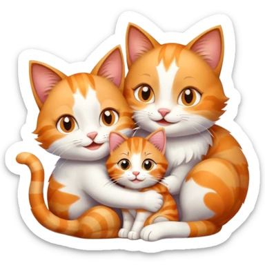 happy mom cat hugging her happy kitten both cats smiling sticker