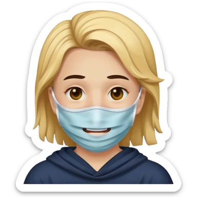 Quiero q sea una carita rota con tristeza q use una máscara q la haga ver feliz sticker