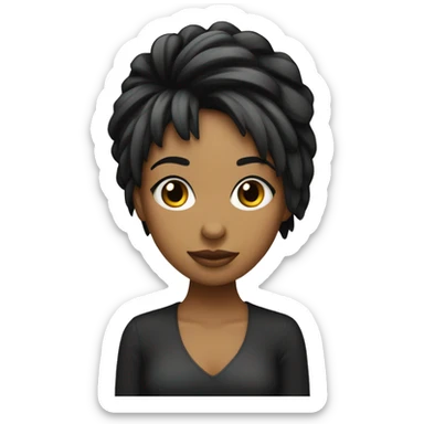 chica de pelo rizo negro con flequillo piel blanca sticker