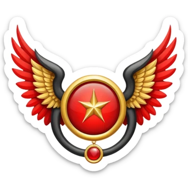 Holy Emblem with black wings and horn and red in the middle sticker
