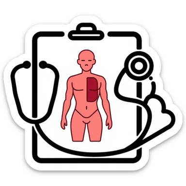 Medical textbook with stethoscope and anatomy diagram sticker