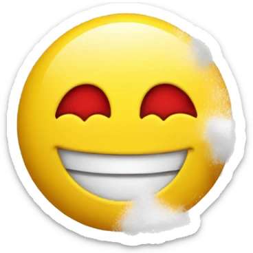 Yellow happy emoji with white powdered on his nose with red eyes  sticker