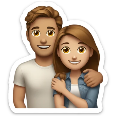 happy girl brown hair with guy friend brown hair indoors sticker