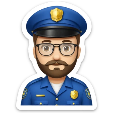 Police officer with glasses and beards(different uniform) sticker