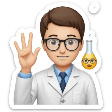 Nerd scientist emoji with those 🤓👆🥼 sticker