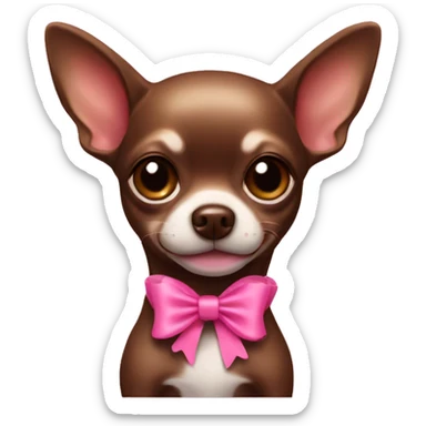 Chihuahua chocolate Brown with a pink bow  sticker